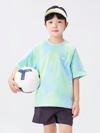 zosee [Summer 2025 New Arrival]Young Boys Tie Dye Tie Dye Gradient Quick Dry Breathable Short Sleeve T-Shirt