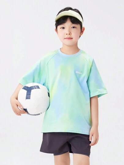 zosee [Summer 2025 New Arrival]Young Boys Tie Dye Tie Dye Gradient Quick Dry Breathable Short Sleeve T-Shirt