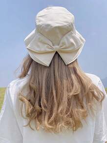 Spring/Summer Japanese Style Sun Protection Bucket Hat, Bowknot Decor Casual Fishing Cap, Elegant Polyester Casual Boho Party Street Hat, Windproof UVA Protection Hat For Women