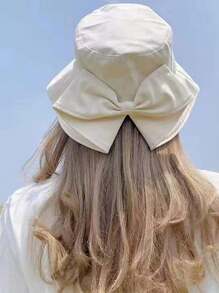 Spring/Summer Japanese Style Sun Protection Bucket Hat, Bowknot Decor Casual Fishing Cap, Elegant Polyester Casual Boho Party Street Hat, Windproof UVA Protection Hat For Women