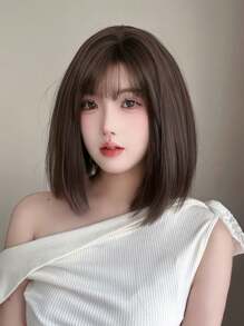 XIXISNOW 12 Inch Clod Brown Short Bobo Woman Wigs With Bangs For Women Synthetic Heat Resistant Wigs - Multicolor - View 5