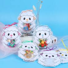 6 stuks meerkleurige paashaas-snackzakjes, schattige konijnen-snoepzakjes, paasfeest-konijnendecoraties, creatieve konijnen-snackcadeauzakjes