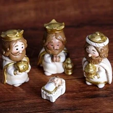 10 PCS Ornament Cartoon Birth Of Jesus, Nativity Scene Ornaments, Home & Office Decoration