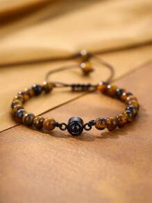 Customized Colorful Projection Bracelet, Turquoise Beaded Jewelry For Couples, Romantic Gift For Girlfriend, Valentine's Day, Birthday - Brown Tiger Eye Stone - View 4