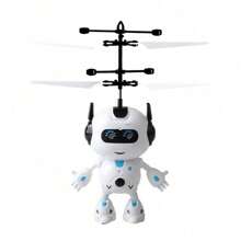 Rc Flying Robot Toys For 5 6 7 8-12 Years Old Boys Girls, Helicopter Built-In LED Mini Drone Flying Toy For Kids & Adults Indoor Outdoor Games Birthday Gift - 白色 - 查看 1