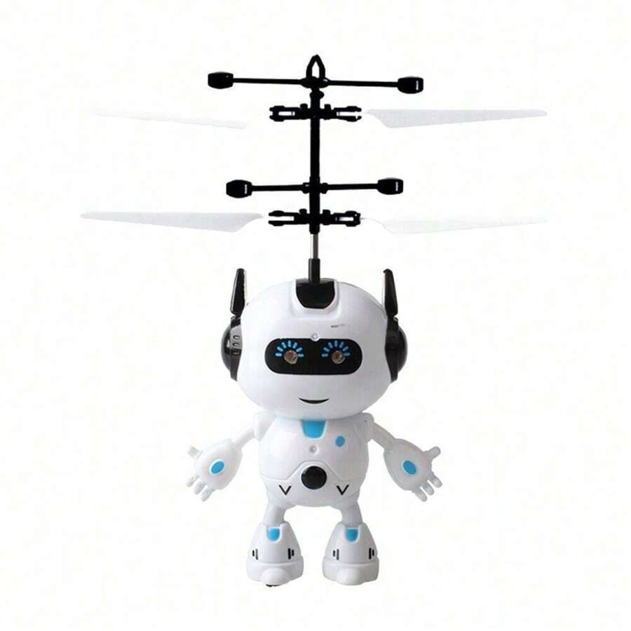 Rc Flying Robot Toys For 5 6 7 8-12 Years Old Boys Girls, Helicopter Built-In LED Mini Drone Flying Toy For Kids & Adults Indoor Outdoor Games Birthday Gift - 白色 - 查看 1