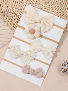 5 件套女婴花朵和蝴蝶结装饰头带，适合春季日常使用（不含纸卡）