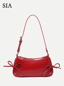 1pc Vintage Bow Tie Decor Crossbody Underarm Leopard Bag, Suitable For Dates, Outings, Parties