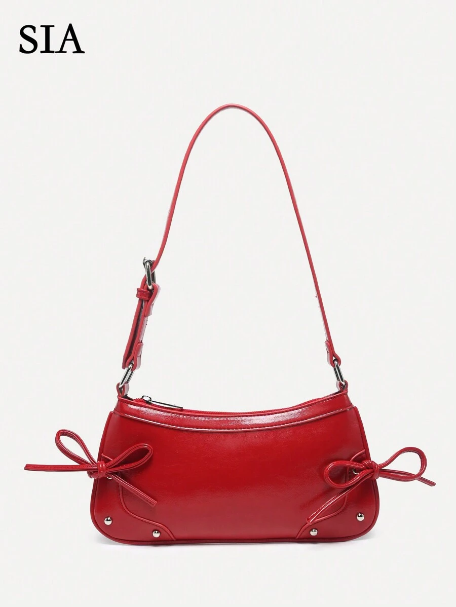 1pc Vintage Bow Tie Decor Crossbody Underarm Leopard Bag, Suitable For Dates, Outings, Parties