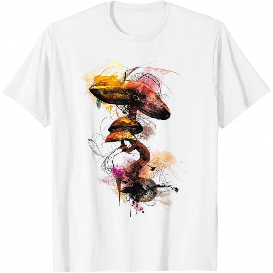 Mushroom Abstract Artist Drawing Colorful Mushroom T-Shirt