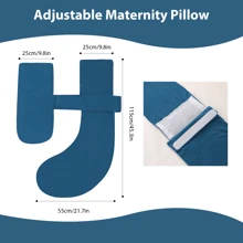Oreiller de grossesse, oreiller de couchage latéral, oreiller complet en forme de H pour adultes, oreiller de maternité et incontournable pendant la grossesse - Bleu azur - Voir 8