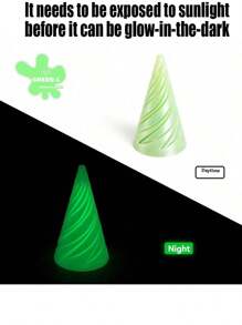 1/2/4 piezas Juguetes de descompresión en espiral impresos en 3D, Cono imposible, Juguetes de transferencia piramidal, Decoración de escritorio de ilusión de línea de vórtice mini, Regalos, Aliviar la ansiedad, Versión que brilla en la oscuridad requiere carga con luz solar, Color arcoíris y brillo aleatorio