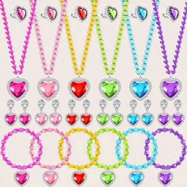 1 Set Princess Jewelry Set: Ring, Necklace, Earrings Back To School