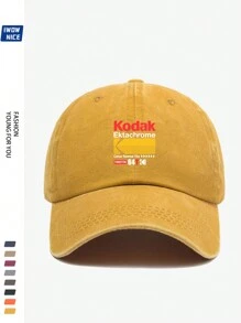 1pc Vintage Korean Style BLACK Film Print Adjustable Casual Baseball Cap, Unisex Retro Trucker Hat, Soft Peak, All Season, Suitable For Leisure, Hiking, Photography, Birthdays, Parties, Holiday & Valentine's Day Gifts
