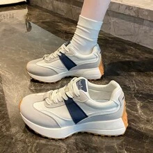 Nouvelles baskets compensées coréennes de printemps 2025 pour femmes, étudiant, sport de course, plateforme de rue décontractée, JCA05 - Bleu azur - Voir 9