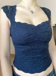 Women Y2k Lace Tank Tops Fairy Grunge Lace Floral Sleeveless Low Cut Skinny Crop Tops Summer Shirts Going Out Tops Aesthetic Clothes Streetwear