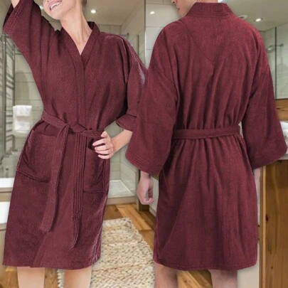 Bata de Baño Extra Suave, Unisex, Unitalla , 100% Algodón , Súper Absorbente. Con Bolsillos Laterales y Cinturón