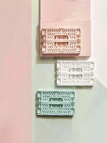 2 pièces Mini paniers de rangement pliables, boîte de rangement multifonctionnelle de bureau pour la maison et le dortoir, de couleur unie