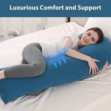 Oreiller de grossesse, oreiller de couchage latéral, oreiller complet en forme de H pour adultes, oreiller de maternité et incontournable pendant la grossesse - Bleu azur - Voir 7