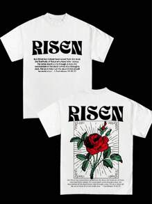 Double Sided Printed T-Shirt, Weighing 180g, Made Of 100% Cotton Short Sleeved Shirt, Printed With The Words "Resurrection Of Christianity" T-Shirt. Suitable For Spring Valentine's Day, Summer St. Patrick's Day Gift Selection, New Year Party Gifts, And School Season Essential Gifts. Neutral Casual Round Neck T-Shirt. - 白色 - 查看 1