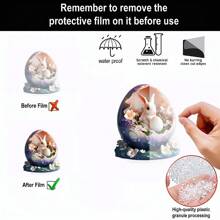 1 PC Easter Valentine's Day 2D Rabbit And Eggs Acrylic Desktop Ornament, Suitable For Home Decoration, Room Decoration, Office, Restaurant, Cafe And Other Scenes As Desktop Art Decoration, Suitable For Holiday Gifts For Family And Friends