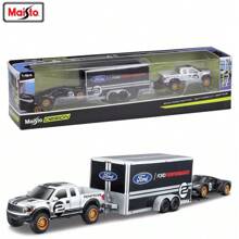 Burago 1/64 2017 GT HERITAGE 2015 Mustang Modified Transport Flatbed Car Set Simulation Alloy Car Model Collection Ornaments Christmas Birthday Gift