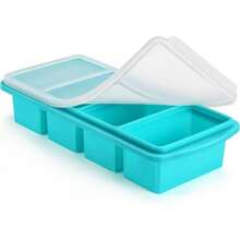 Silicone Freezer Tray With Lid - 1 Cup Silicone Freezers Tray - Large Cube Freezer Molds - Soup, Sauce, Leftovers, Homemade Meal Prep Freezing Kitchen Storage Containers - Aqua - 4-Pack - 水藍色 1個裝 - 查看 1