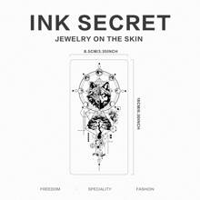 INK SECRET 1PC Shadowy Depths Of The Wolf 防水草本纹身贴男女适用帅气酷炫符号手臂小腿腰部锁骨胸部背部 - 黑色 - 查看 6