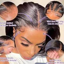 250 Density BoB Wigs Human Hair Pre Plucked Bye Bye Knots Wigs 13*4 HD Lace Frontal Wigs Human Hair Body Wave Bob Wig For Women 3 Seconds To Wear For Beginners - Natural Black - 查看 7