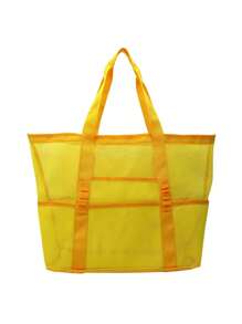 1pc Large Mesh Beach Bag - Anti-Sand Swimming Tote Bag, Extra Large Capacity, Suitable For Family Use, Foldable & Lightweight, With Zipper And Extra Pocket, Can Hold Toys And Beach Vacation Essentials - Multicolor - View 15