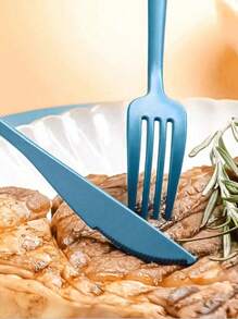 Set de 3 piezas de utensilios de viaje portátiles con estuche, cubertería reutilizable que incluye cubiertos, cuchara de café, tenedor de ensalada, cuchillo de bistec, palillos para comida, cuchara de postre y caja de almacenamiento, cubertería reutilizable con estuche, set de utensilios portátil para adultos - Multicolor - Ver 8