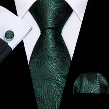 Men Tie Vintage Paisley Paisley Dark Green Tie Classic Necktie Set Pocket Square Cufflinks Formal Wedding St Patrick's Day