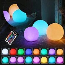 Luz de noche esférica LED con 16 colores, recargable por USB, lampara luminosa de mesa/bar con control remoto inalámbrico, resistente al agua, flotante, para piscina exterior, patio, playa, decoración de fiestas, San Valentín, bodas y festividades