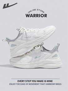 WARRIOR 女款时尚复古运动鞋，春夏轻便舒适透气，跑步鞋风格简约休闲，四季皆宜，耐磨耐穿，适合全天穿着，训练鞋，软底小白鞋 - 白/灰 - 查看 4