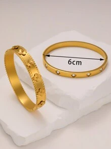 Exaggerated 4-Leaf Clover Stainless Steel Bangle Set For Women, Suitable For Multiple Occasions, Couples, Gala, Party And Gift