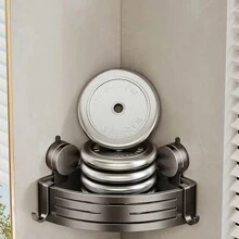 Space-Saving Suction Cup Bathroom Shelf - No Drilling Required, Sturdy Triangular Rack With Hooks, Suitable For Shower And Toilet Wall/Tile, Multi-Functional Storage Organizer Home Bathroom Decor Bathroom Organizer Fall Decor Back To School Bathroom - Grey - View 8