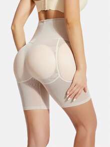 1 件女式高腰塑身短裤，带垫臀，性感提拉收腹塑身裤，带可拆卸海绵垫，防擦伤短裤，舒适塑身 - 灰色 - 查看 4