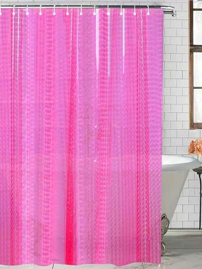 1pc Pink Shower Curtain, High Quality Waterproof Bath Curtain, Valentine's Day Gift, Bathroom Accessories With Rust-Proof Hooks Home Bathroom Decor Fall Decor Back To School