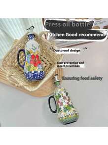 Ceramic Oil Pot Household Anti Hanging And Leak Proof Vegetable Oil Bottle Kitchen Heat-Resistant Peanut Oil Soy Sauce Olive Oil Bottle Vinegar Pot