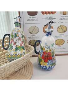 Ceramic Oil Pot Household Anti Hanging And Leak Proof Vegetable Oil Bottle Kitchen Heat-Resistant Peanut Oil Soy Sauce Olive Oil Bottle Vinegar Pot