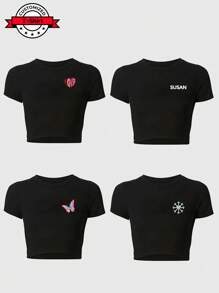 A Custom Short T-Shirt, Bare Midriff, Upload Text / Logo / Photo Customized Exclusive Gift, The Best Gift