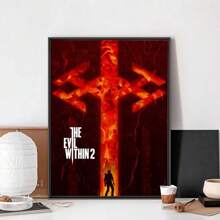 1pc Wall Arts Posters Vintage Game Psycho Break The Evil Within Wall Art Decoration Printed Posters Frameless Club Bar Retro Mural Bedroom, Canvas Art, High Quality, Without Frame/With Frame ,Wall Art With Frame