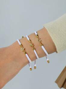 1pc Simple Elegant Ladies A-Z Initial Adjustable Hand Cord Commemorative Gift