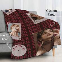 1pc Customized Personalized Blanket With Your Own Photo Or Design, Ideal For Self-Use Or Gifting To Friends. Suitable For Sofa, Bed, Travel, Soft & Skin-Friendly. Can Be Customized With Favorite Idol, Star, Album, Or "Number One Girl" Designs. - Multicolor - View 3