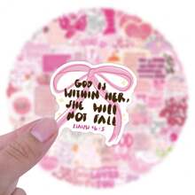 110PCS Pink Stickers Bible Stickers Bible Verse Stickers Christian Stickers Pink Bible Gifts Bible Merch Faith Stickers Vinyl Waterproof Stickers For Laptop,Bumper,Skateboard,Water Bottles,Computer,Phone,Luggage - Multicolor - View 6