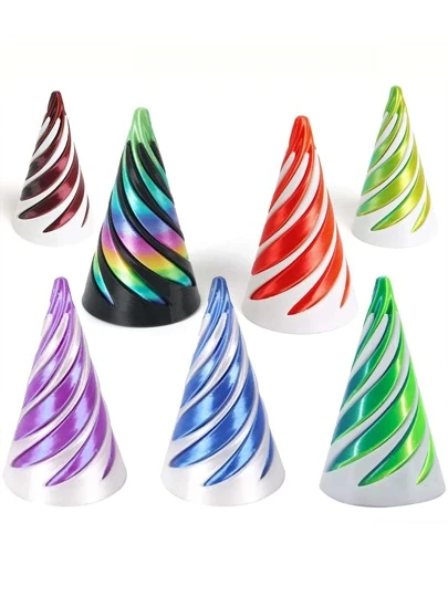 2pcs Super Decompression 3D Printed Double-Sided Spiral Cone - Colorful Gradient Structure, Suitable As Halloween And Christmas Gifts, Metal Fiber Structure,Fidget Toys,Fidget,Sensory Toys,Fidget Toys>Random,Women Toys Adult,Fidget Toys>Cheap