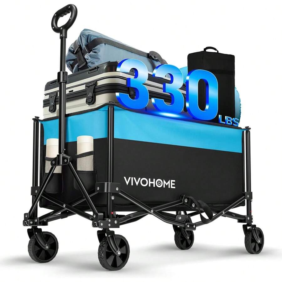 Collapsible Wagon Carts,  Utility Heavy Duty  All-Terrain Wagons With Cup Holders - Black - View 1