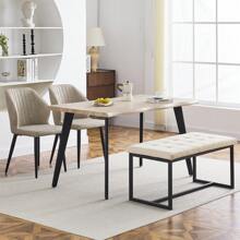 TUKAILAi banco comedor 100cm, banco pasillo con asiento grueso cojín de terciopelo, banco tapizado con patas de metal, banco cama armario banco cocina, banco armario dormitorio pasillo muebles