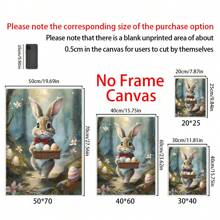 1PC Cute Rabbit Decor, Hiking Easter Bunny Poster, Forest Canvas Wall Art, Easter Bunny Decor, Easter Day Wall Art- Home Decor -Living Room, Bed Room, Hallway Decoration Gifts Birthday Graduation