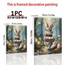 1PC Cute Rabbit Decor, Hiking Easter Bunny Poster, Forest Canvas Wall Art, Easter Bunny Decor, Easter Day Wall Art- Home Decor -Living Room, Bed Room, Hallway Decoration Gifts Birthday Graduation